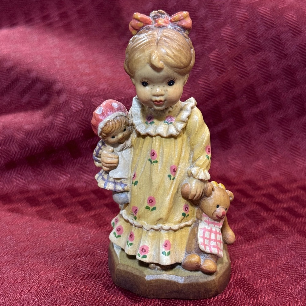 Anri Nightie Night 4" Sarah Kay Wood Sculpture Figurine Ltd Ed 1573/400 Rare!